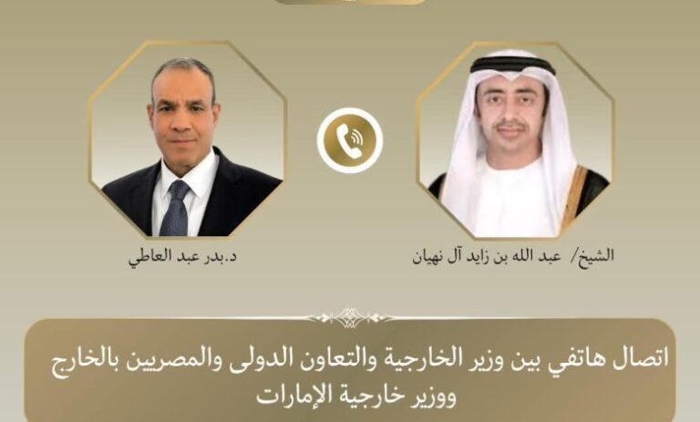 وزير الخارجية ونظيره الإماراتي يبحثان العلاقات الثنائية والتطورات الإقليمية